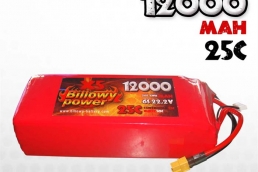 lipo battery 12000mAh 25C 6S 22.2V